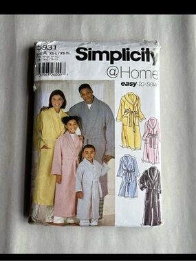 Simplicity 5931 Unisex Child Teen Adult Robe & Belt Sewing Pattern Multisize